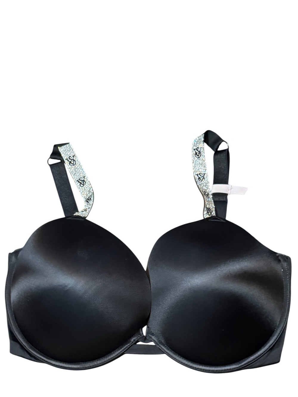 Victoria's Secret Very Sexy Black Push Up Bra Rhinestone Logo Straps Size 36G - Picture 5 of 8
